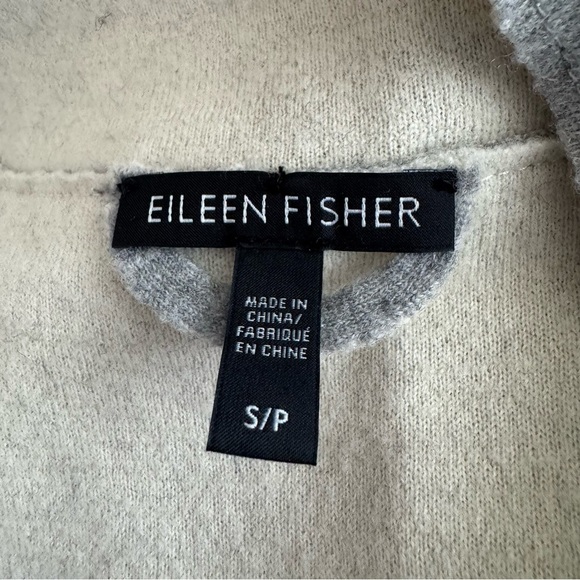 Eileen Fisher Merino Wool High Collar Long Sleeve Open-Front Raw Hem Cardigan - Picture 4 of 11